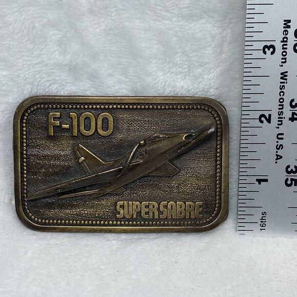 Vintage‎ US Military F-100 Super Sabre Aircraft Commemorative Belt Buckle metal - Picture 3 of 5